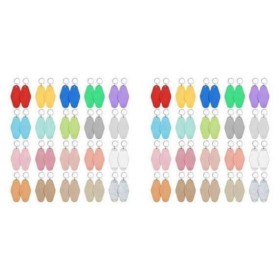 80 PCS Hotel Keychain Blank with Key Rings, 20 Colors Plastic Rhombus Motel Keychain, Sublimation Keychain Blanks