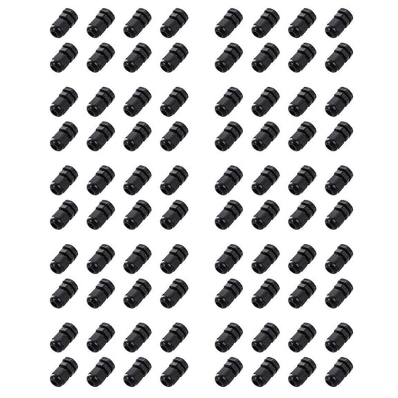 80 PCS PG7 Black Plastic Waterproof Cable Gland Connector 3-6.5mm