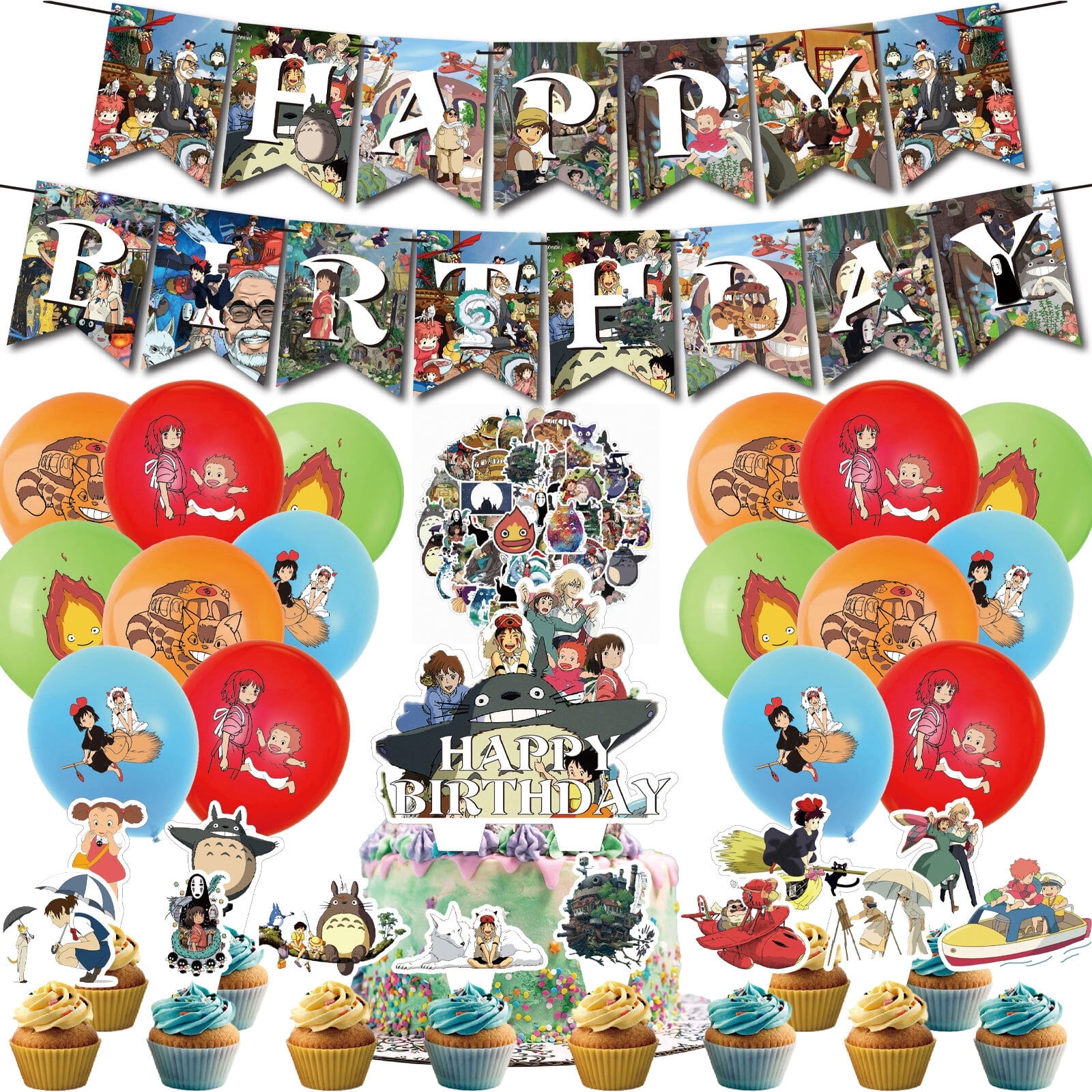 80 PCS For Studio Ghibli Cartoon Themed Anime Birthday Party