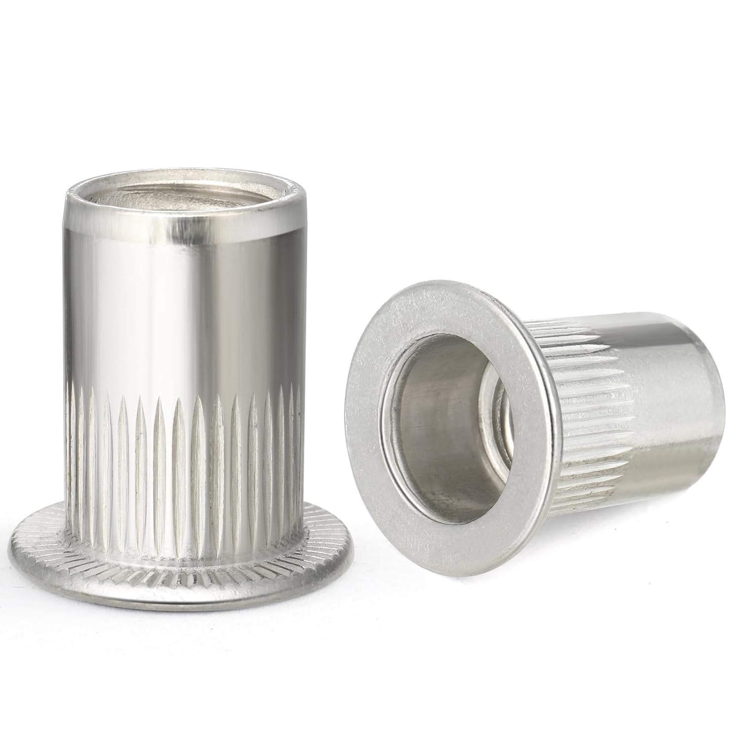 80 Pack 1/4-20 Rivet Nuts 304 Stainless Steel Riveting Nuts Threaded Insert Nuts, Knurled Body (30517)