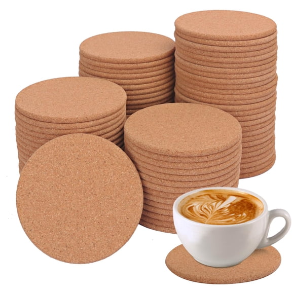 80 Pack 4 Inch Round Cork Coasters for Drinks, Crafts and DIY Projects