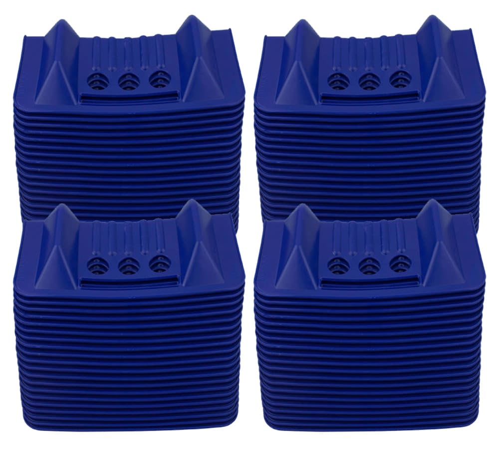(80 Pack) 4" x 4" x 10" Blue Corner Protector V Shaped Flatbed Edge Guards with Carrying Case - Cargo Load Corner Edge Protector and Tie-Down Strap Guard for Flatbed