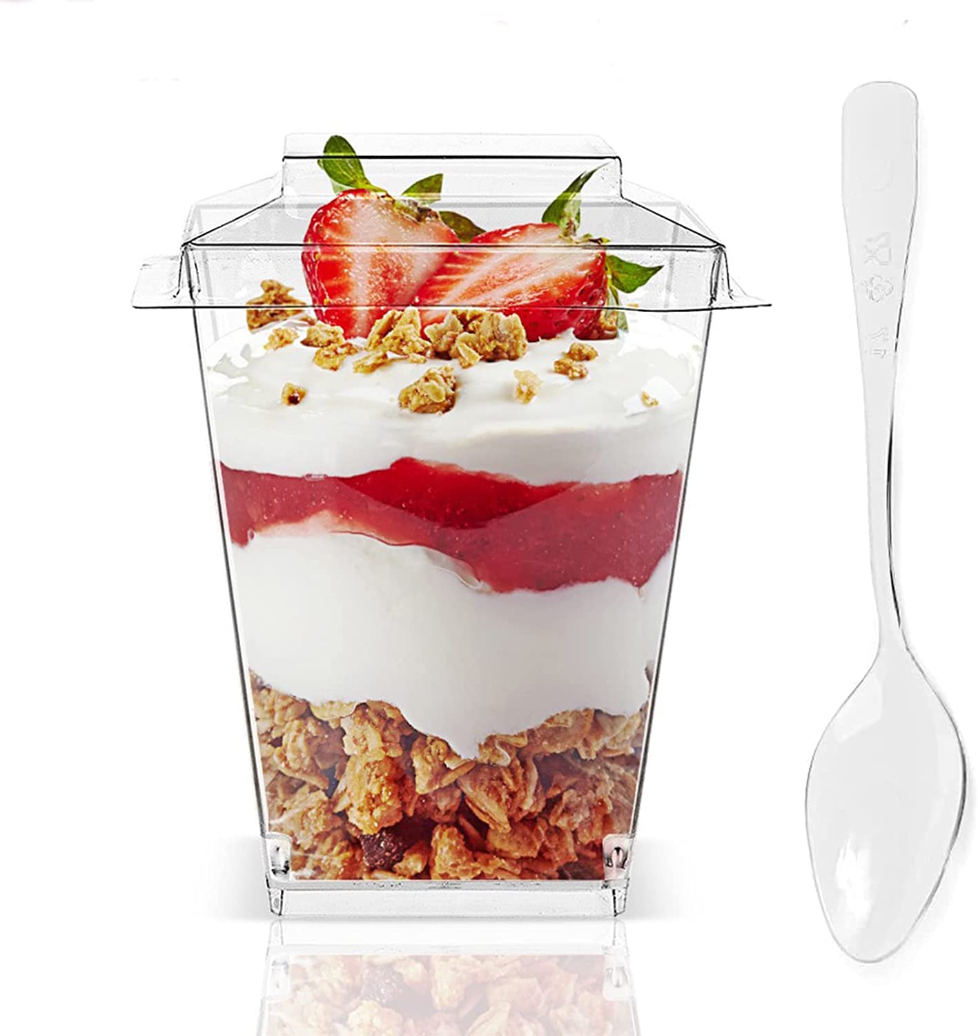 80 Pack 5.4 oz Clear Plastic Dessert Cups with Spoons and Lids