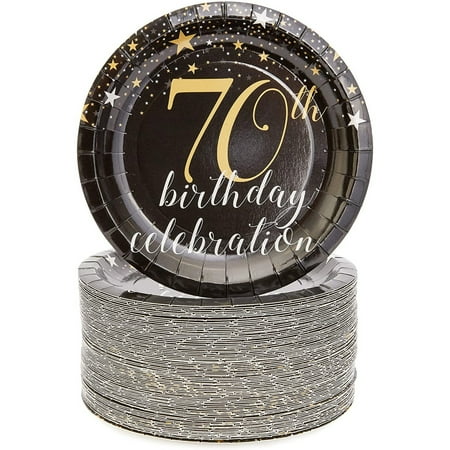 80-Pack 70th Birthday Party Plates (7 in)