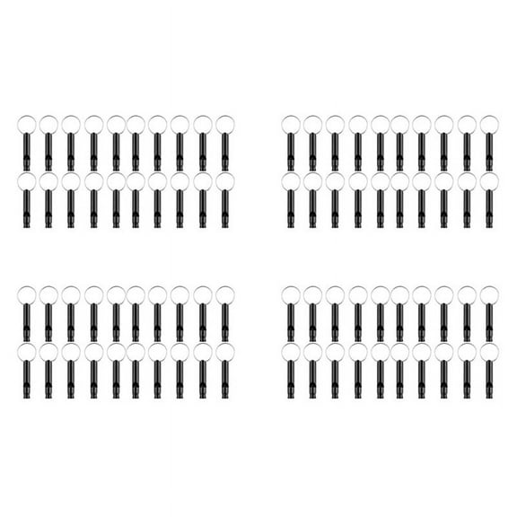 80 Pack Aluminum Whistle, Sports Whistle, Emergency Survival Whistles with Key Chain,Black