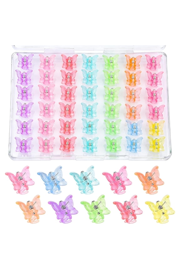 80 Pack Colorful Butterfly Hair Clips for Girls and Women, 0.6 Inch Mini Claw Clips with Storage Box, 90s Retro Aesthetic Hair Accessories
