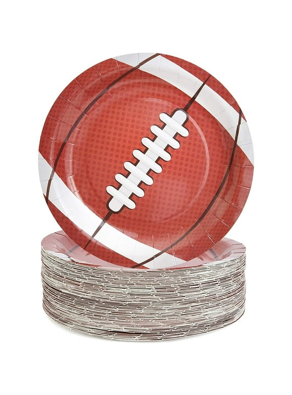 80-Pack Football Party Paper Plates - Game Day Football Themed Birthday Party, Tailgate Party Supplies (9 In)