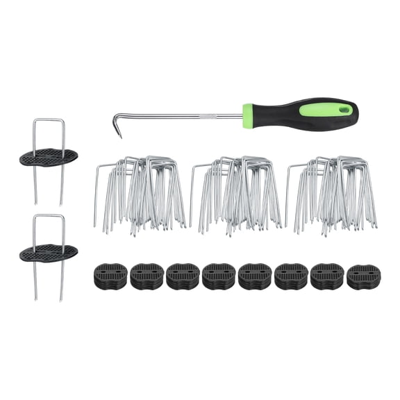 80 Pack Garden Stakes, 4" 11 Gauge U-Type Turf Stake with Gasket&Hook, Silver