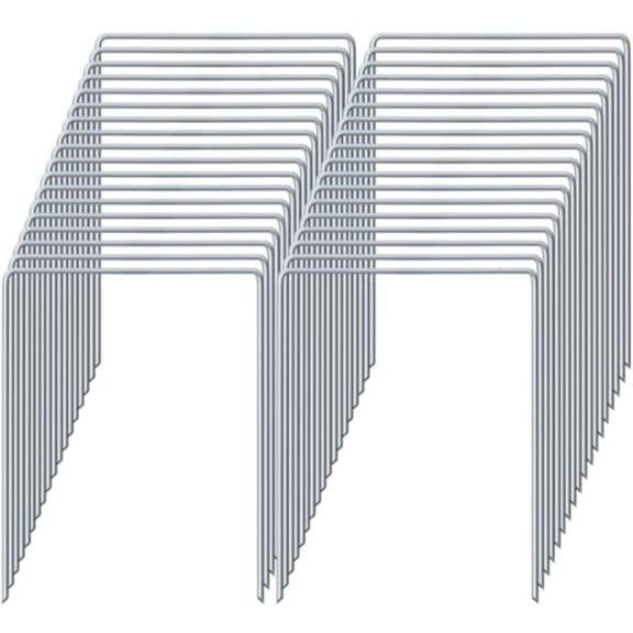 80 Pack Heavy Duty Wide Landscape Staples 7 Gauge Galvanized Steel Turf Stakes Garden Stakes Bulk U Type Anchor for Grass Securing Weed Barrier Fabric Pipes Sod 8"x6"