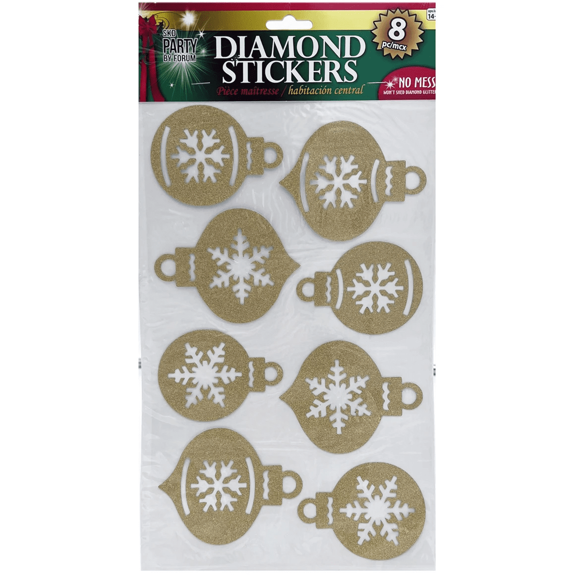 80 Pack Holiday Diamond Glitter Stickers, No Mess, Peel, Reuse Ornaments for Laptops, Windows, Bottles, Crafts, Phones, Walls, Luggage, 2 Shapes, No Glue Needed, Festive, Decor, Bulk, Gold
