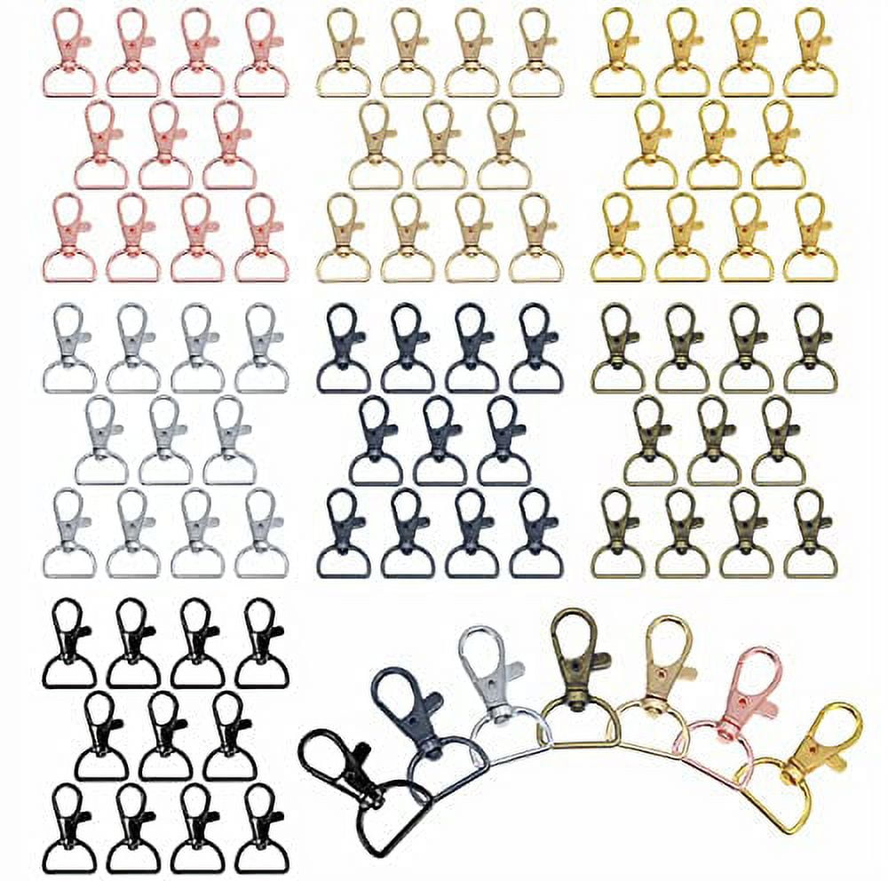 80 Pack Silver Lanyard Swivel Snap D Ring Hooks for Crafts and Purse Hardware (1.5 L x 0.75 W)