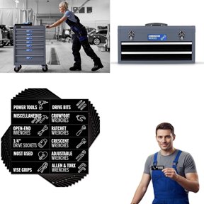 80 Pack of Magnetic Toolbox Labels,Magnetic Tool Box Labels,3D-Printed Tool Box Label,General Tools Boxes Organize Accessories,Reusable Tags for Steel Toolboxes,Carts,Drawers, and Cabinets