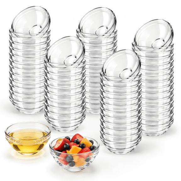 80-Pack Mini Glass Prep Dipping Cups, 2.5oz 3-Inch Stackable Sauce Condiment Containers for Kitchen Use