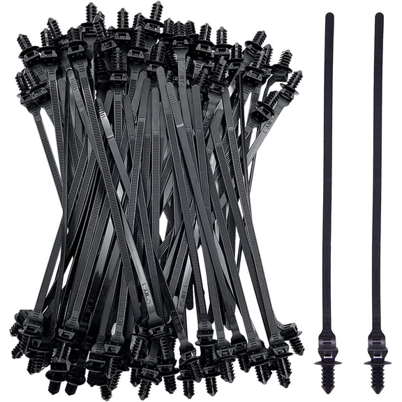 80 Pack Nylon Push Mount Cable Zip Tie, 8.3"x0.18" Heavy Duty Nylon Push Mount Self Locking UV Resistant Assortment for Indoor Wire Tying (Black)