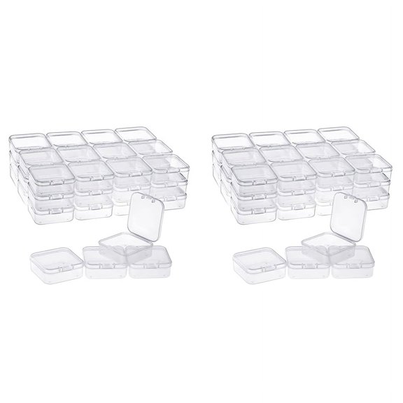 80 Pack Pack Clear Plastic Beads Storage Containers Box with Hinged Lid for Small Items, Diamond, Beads (2.2X2.2X0.79In),80 x Clear plastic containers box,Transparent White