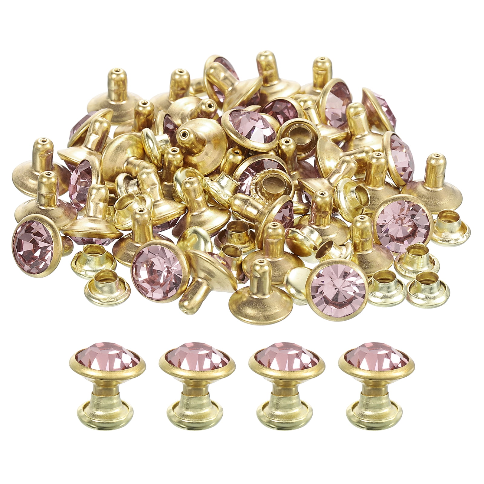 80 Pack Pink Rhinestone Rivets, 8mm/0.31