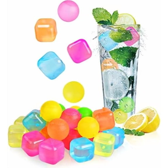 80 Pack Reusable Ice Cube for Drinks, Globe Square Plastic ice Cubes Without Diluting BPA Free, Refreezable Ice Cubes for Coffee, Wine, Whiskey, Cocktails