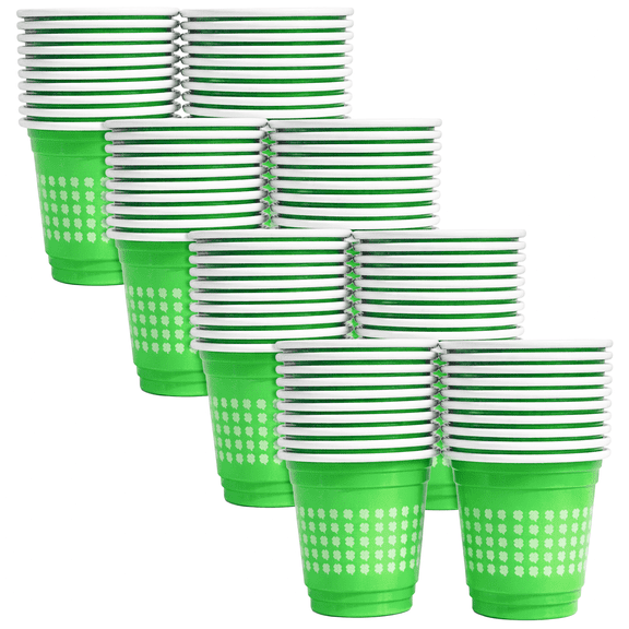 80 Pack St. Patricks Day 2oz Green Shot Cups w/Shamrocks  Disposable Mini Party Shot Glasses for Adults  Festive Irish Party Supplies for Whiskey, Jello Shots & Tastings