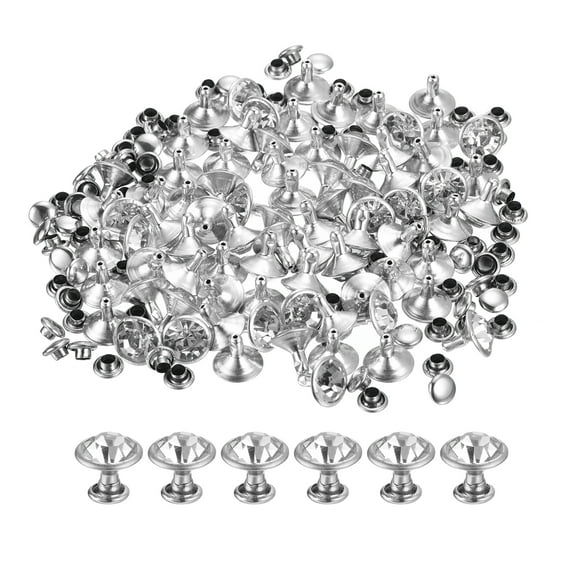 80 Pack White Rhinestone Rivets, 10mm/0.39" Leathercraft Rivets Crystal Rivets, Silver Frame