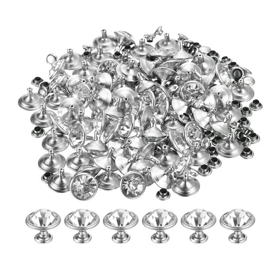 80 Pack White Rhinestone Rivets, 12mm/0.47" Leathercraft Rivets Crystal Rivets, Silver Frame