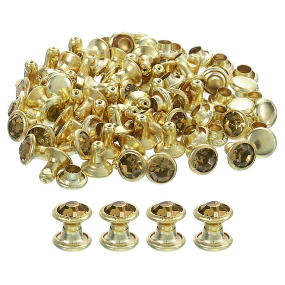 80 Pack Yellow Rhinestone Rivets, 6mm/0.24" Leathercraft Rivets Crystal Rivets, Gold Frame