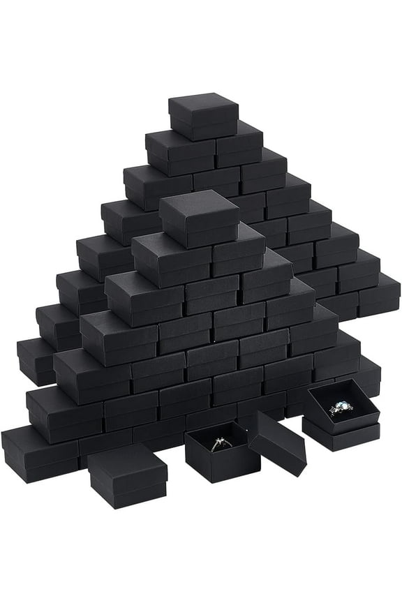 80 Packs Black Jewelry Gift Boxes Square Cardboard Ring Box 2x2x1.26 Inch Paper Jewelry Boxes for Wedding Favor Gift Rings Necklaces Ring and Earrings