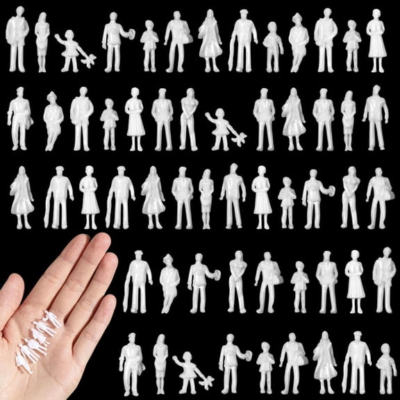 80 Pcs 0.79 Inch 1: 100 Scale Mini People Figurines White Unpainted Standing & Sitting Miniature People for Tiny Model Diorama, Architectural Projects, Train Scenes