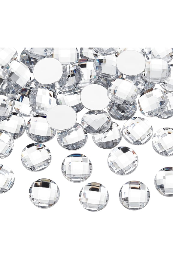 80 Pcs 25mm Flat Back Round Acrylic Rhinestone Gems with Container & Bags Clear Circle Crystals Bling Jewels Embelishments