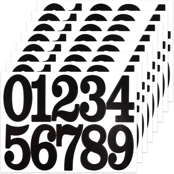 80 Pcs 3 Inch Large Vinyl Number Stickers, 8 Sheets Black Self-Adhesive Waterproof Sticker Decals for Mailbox, Address, Doors, Trucks and Outdoors