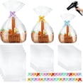 thumbnail image 1 of 80 Pcs 3 Sizes Shrink Wrap Bags for Gift Baskets 20" x 28" 16" 24" 14" 18" Clear plastic Heat Cellophane and 6 Color Pull Bows easter Christmas Packaging, 1 of 4