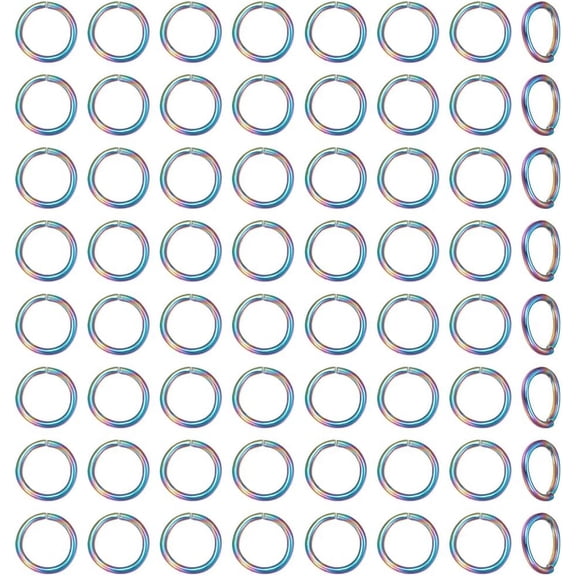 80 Pcs 304 Stainless Steel Open Jump Rings 10mm Round Rainbow Color Perfect