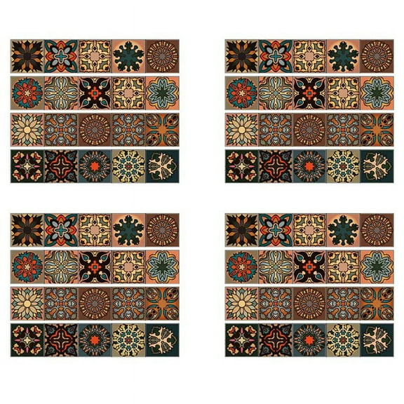 80 Pcs 3D Multi Moroccan Self-Adhesive Bathroom Kitchen Wall Stair Tile Sticker,80x tile sticker,As Shown