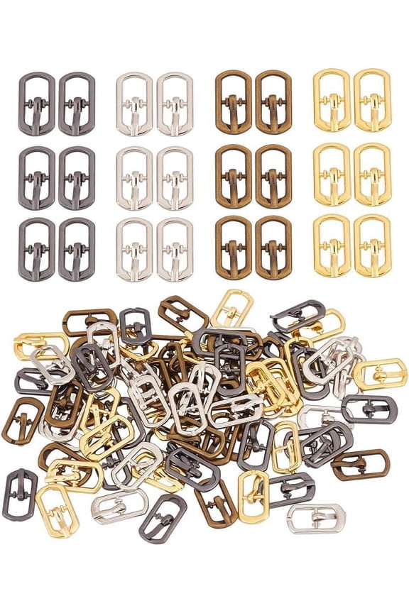 80 Pcs 4 Colors Alloy Mini Roller Buckles Mini Metal Buckles Single Prong Belt Buckle Square Center Bar Buckles for DIY Leather Craft Accessories Metal Mixed Color
