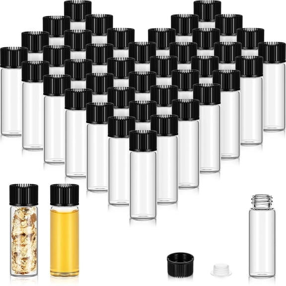 80 Pcs 5 ml Small Glass Vials with Screw Caps and Plastic Stopper - Leakproof Anointing Oil Bottles Clear Sample Containers for Aromatherapy, Fragrance, Perfume Travel