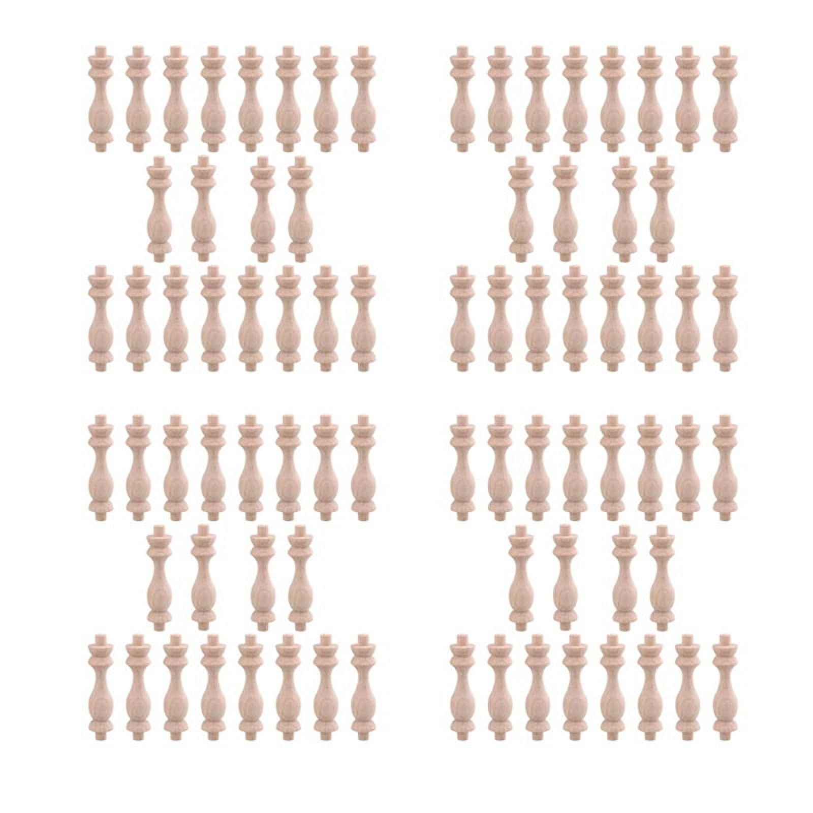 80 Pcs 7.6X1.8cm Beech Unpainted Unfinished Wood Craft Spindles Baluster for Home Restaurant Decor Repair Decoration