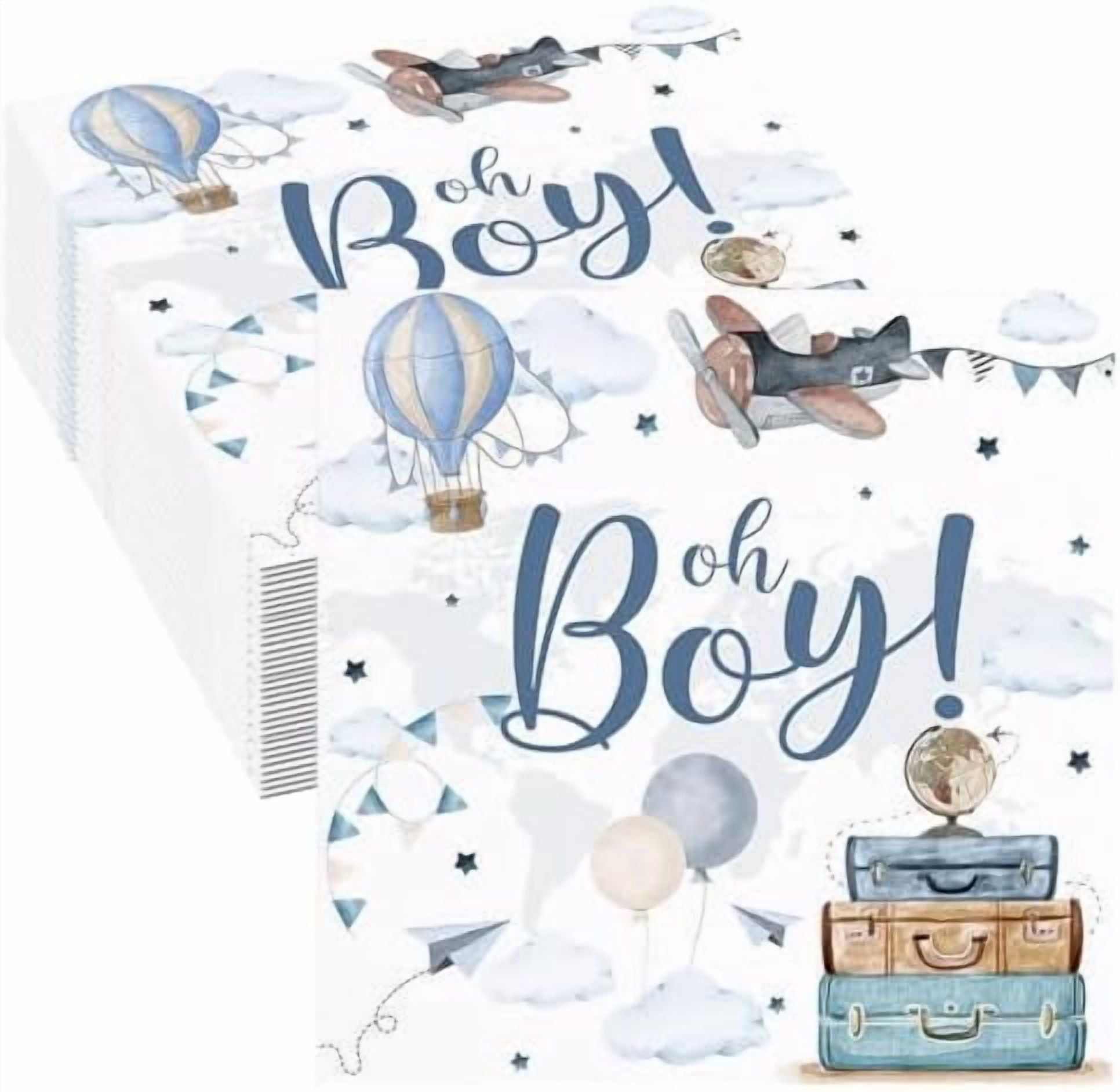 80 Pcs Airplane Baby Shower Party Paper Napkins Oh Boy Airplane Cloud Hot Air Balloon Theme Decor for Boys Travel Adventure Baby Shower Table Decorations$$Home Decor, Kitchen, & Other