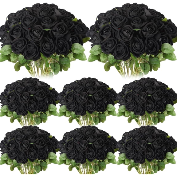 80 Pcs Black Artificial Rose Flowers Bulk with Long Stems Silk Realistic Fake Roses for Wedding Centerpieces Party Home Decor