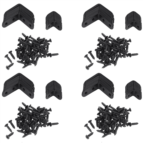 80 Pcs Black L Brackets 90 Degree Angle Joint Bracket Fastener for Wood Chair Bookshelf Board (40Pcs-40mm/40Pcs-20mm)