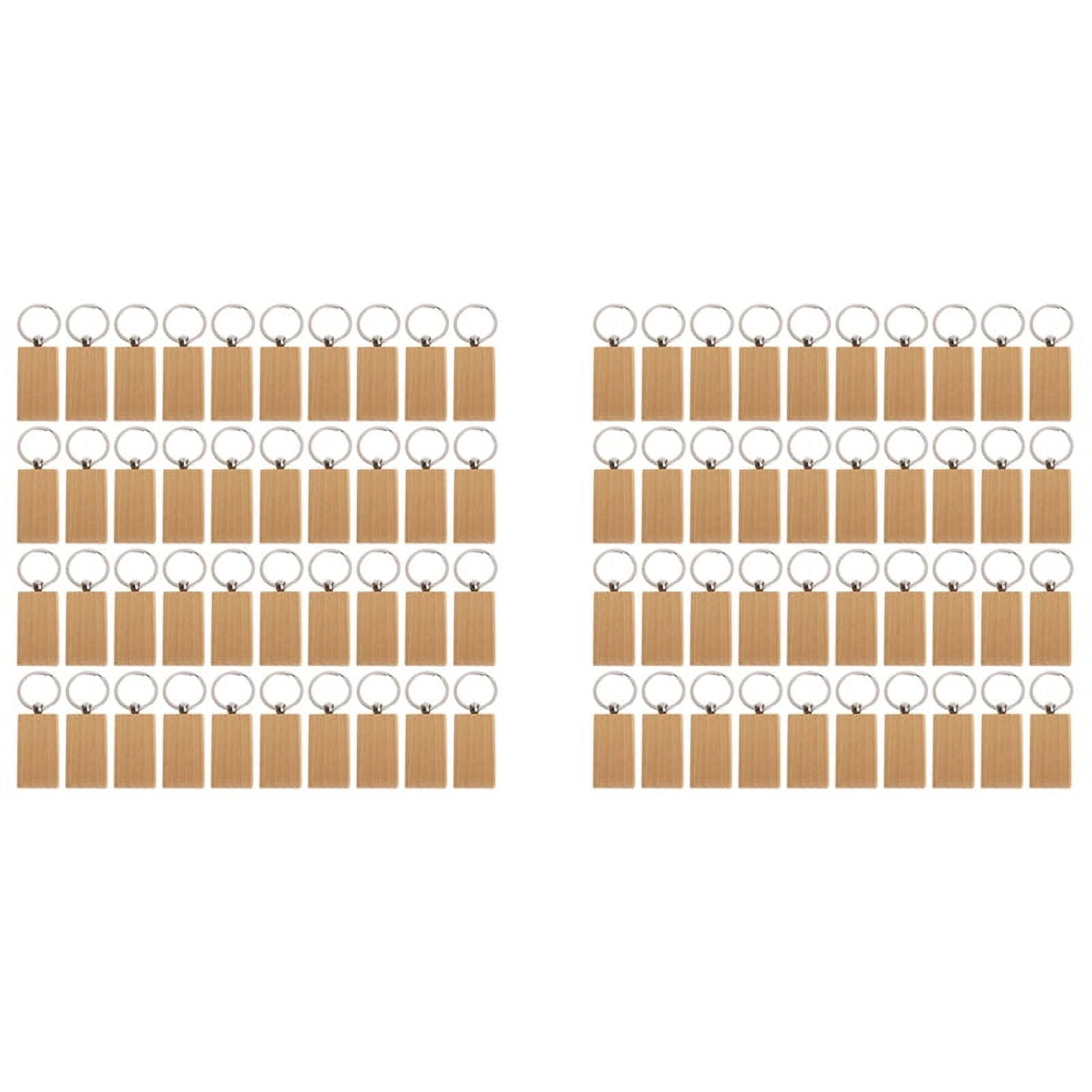 80 Pcs Blank Wooden Keychain Rectangular Engraving Key DIY Wood Keychains Key Tags Can Engrave DIY Gifts,80 x Keychain,as shown