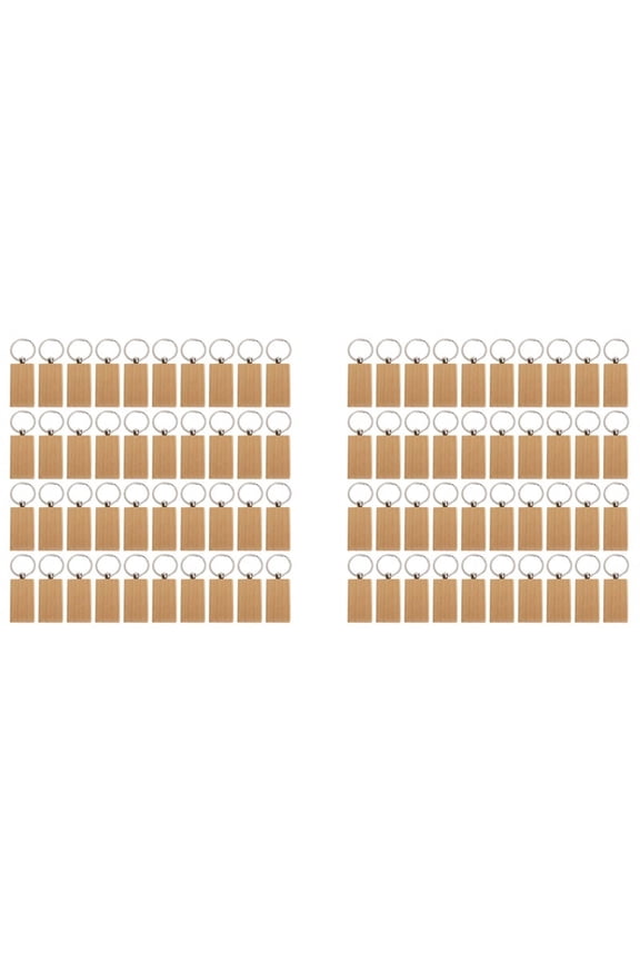 80 Pcs Blank Wooden Keychain Rectangular Engraving Key DIY Wood Keychains Key Tags Can Engrave DIY Gifts,80 x Keychain,as shown