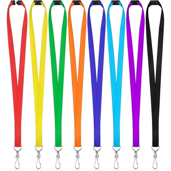 80 Pcs Breakaway Lanyard for Id Badges, 8 Color Breakaway Flat Badge Lanyards with Swivel J Hook Break Away Lanyards for Teachers Volunteers Student Team Activities