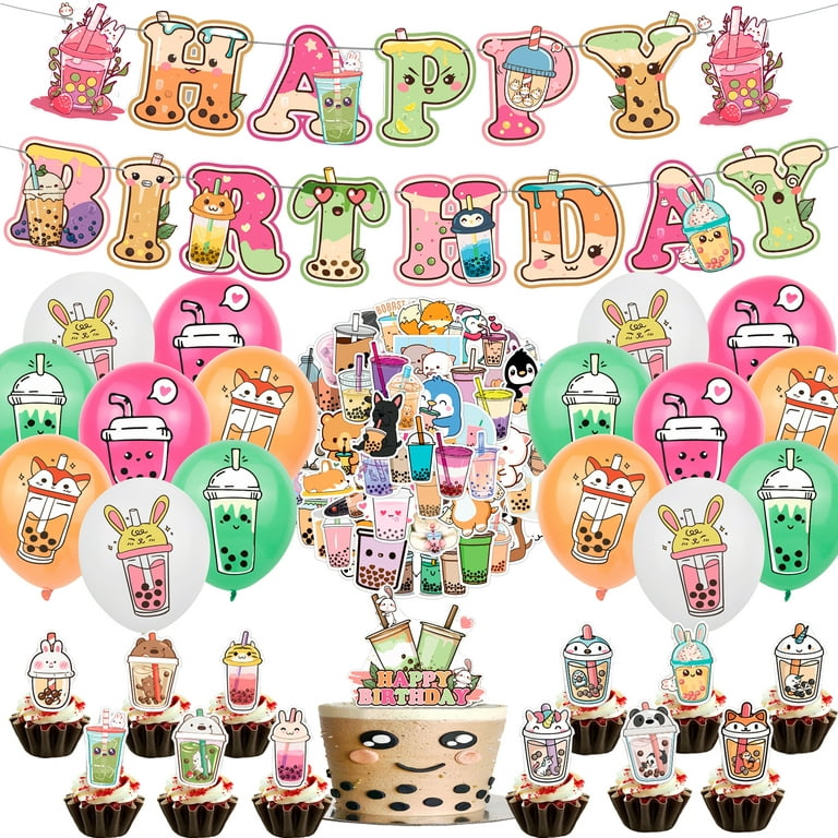 Birthday Party Decorations,Cartoon Theme Party Supplies for Kids Adults  with Happy Birthday Banner Cake Topper Cupcake Toppers Ballons Foil  Balloons