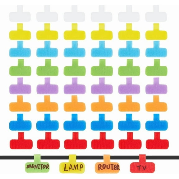 80 Pcs Cable Cord Labels Multicolored Wire Labels Nylon Self Adhesive Wire Tags Cables Label Tags Wire for Cable Management and Identification Colorful