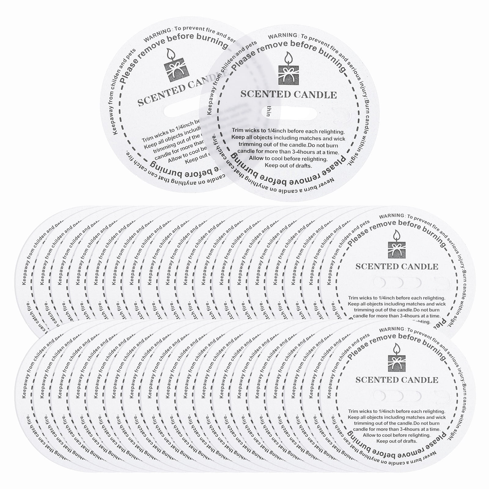 60 Pcs Candle Dust Covers – 2 Inch Round, Translucent With Letter Print, For Jar Candles