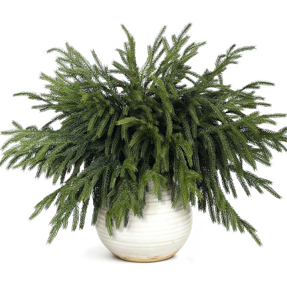 80 Pcs Christmas Norfolk Pine Branches -18" Real Touch Artificial Norfolk Pine Branch Faux Plants Stem Fake Greenery Pine Picks for Vase DIY Crafts Garland Wreath Home Indoor Outdoor Decoration