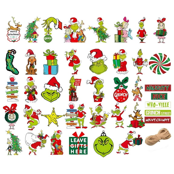 80 Pcs Christmas Tree 2D Flat Double-sided Printing Hanging Ornaments, Funny Christmas Cartoon Characters Pendants For Home Party Decor