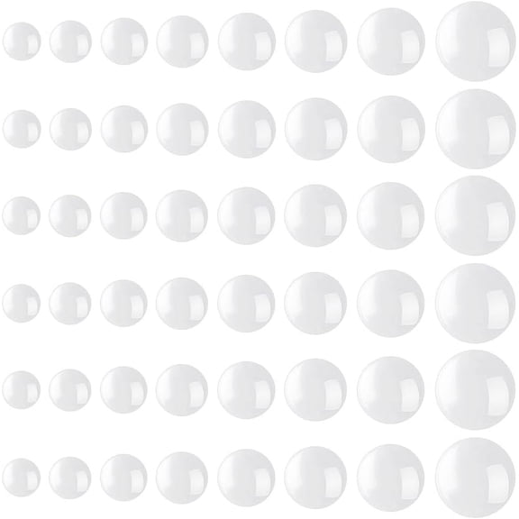 80 Pcs Clear Glass Cabochons 8 Sizes Flat Bottom Half Round Tiles Clear Semi Circular Crafted Cabochon Glass Beads Cabochons for Making Animal Eye Photo Cameo Pendant Jewelry 10-30mm Clear