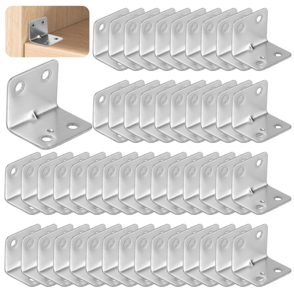 80 Pcs Corner Brackets, Heavy Duty 90 Degree L-Shaped Corner Brace, Stainless Steel Angle Brackets for Wood, Thickened Corner Braces with 4 Holes Design, 1.2 x 1.2 x 1.5 in, Silver