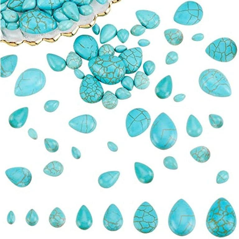 80 Pcs Cracked Stone Cabochon 8 Size Teardrop Shape Dyed