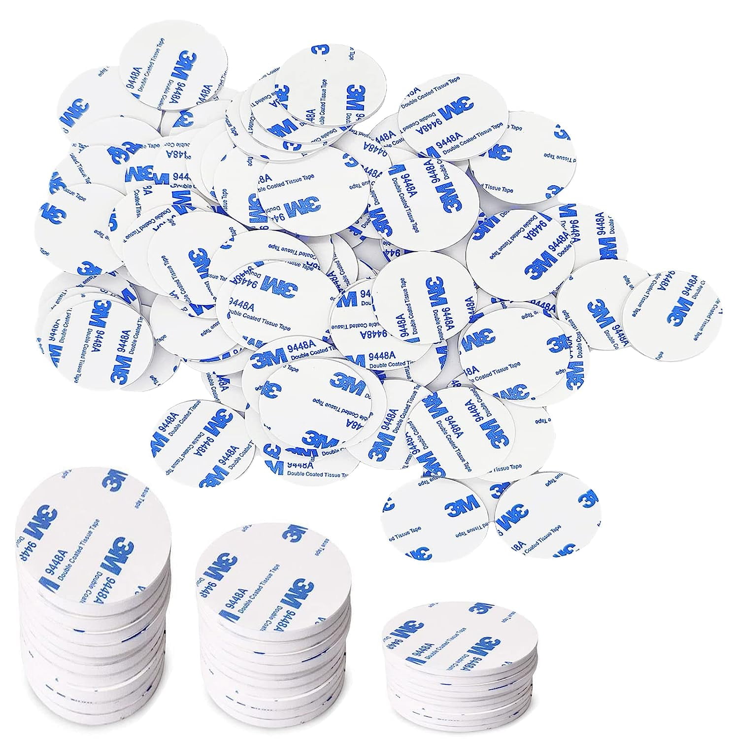 80 Pcs Double Sided Foam Strong Pad Tape, White Round Adhesive Circle